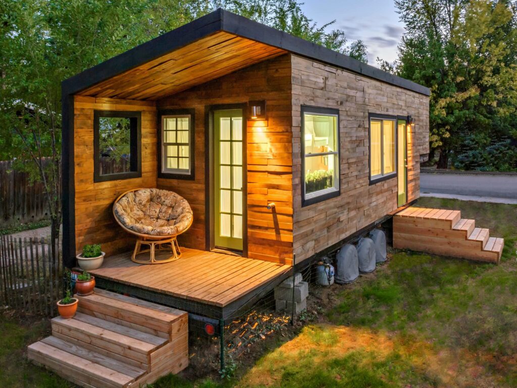 Casa prefabricada de madera con estilo de cabaña